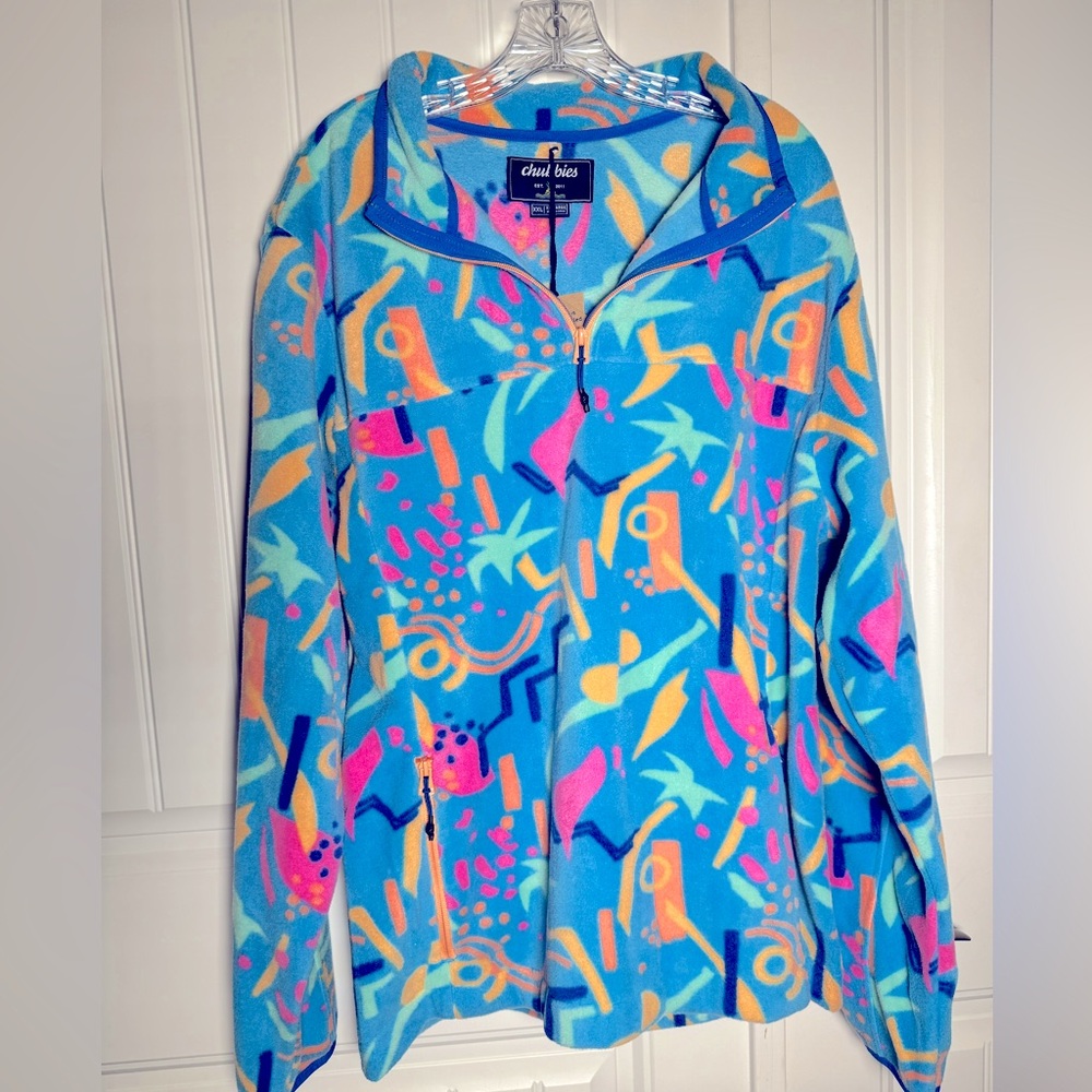 Chubbies Chilly Vibe Quarter Zip Fleece Pullover Graphic Print Mens Size XXLarge